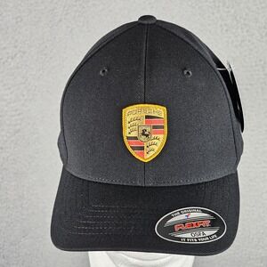 PORSCHE FLEXFIT Crest Logo Red Baseball Hat Cap Classic